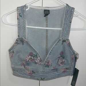 NWT wild fable XXS Floral Denim Crop Top